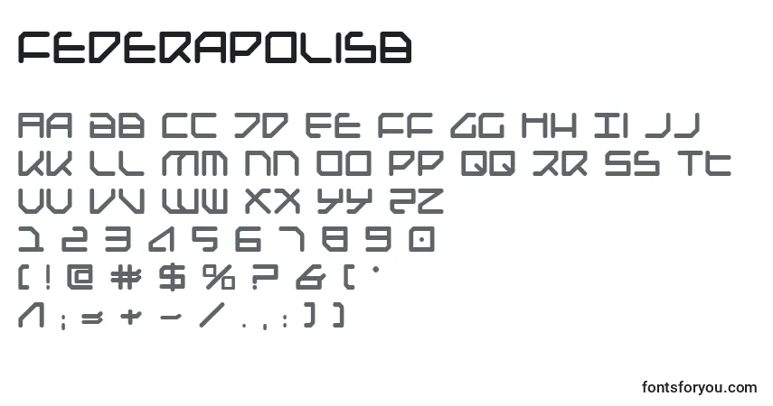 A fonte Federapolisb – alfabeto, números, caracteres especiais