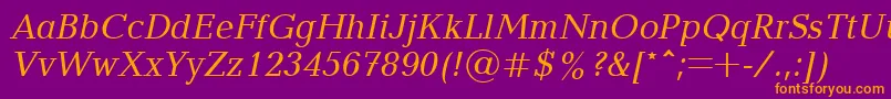 Police BalticacttItalic – polices orange sur fond violet