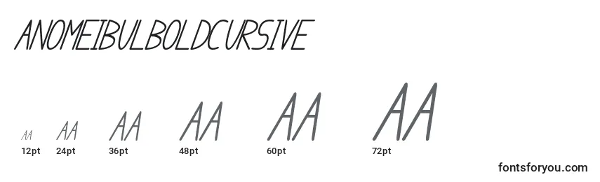 Размеры шрифта AnomeIbulBoldCursive