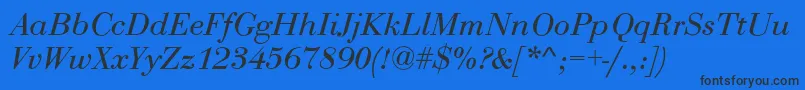 BodoniNormalItalic Font – Black Fonts on Blue Background