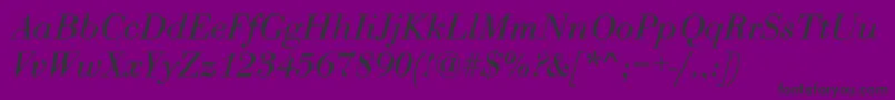BodoniNormalItalic-fontti – mustat fontit violetilla taustalla