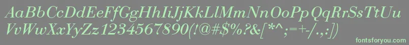 BodoniNormalItalic Font – Green Fonts on Gray Background