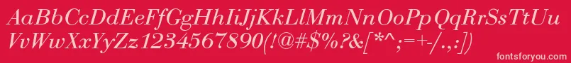 BodoniNormalItalic Font – Pink Fonts on Red Background