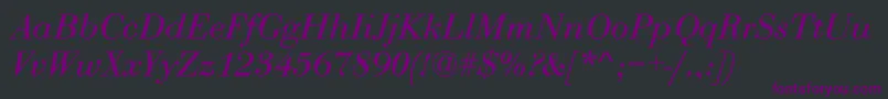 Czcionka BodoniNormalItalic – fioletowe czcionki na czarnym tle