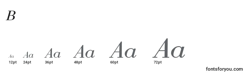 Размеры шрифта BodoniNormalItalic