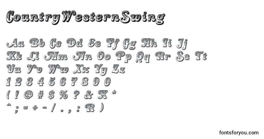 Schriftart CountryWesternSwing – Alphabet, Zahlen, spezielle Symbole