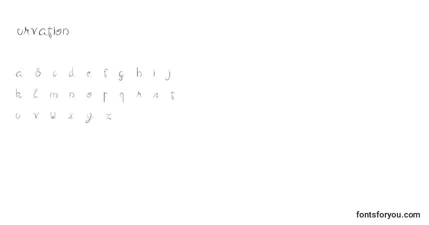 Schriftart Curvation – Alphabet, Zahlen, spezielle Symbole