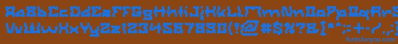 ShakeItOffBold-Schriftart – Blaue Schriften auf braunem Hintergrund