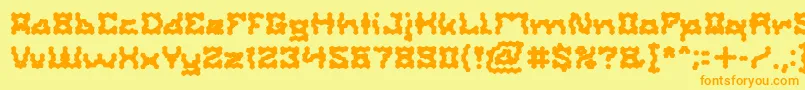 ShakeItOffBold-Schriftart – Orangefarbene Schriften auf gelbem Hintergrund