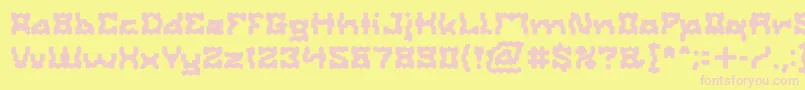 フォントShakeItOffBold – ピンクのフォント、黄色の背景