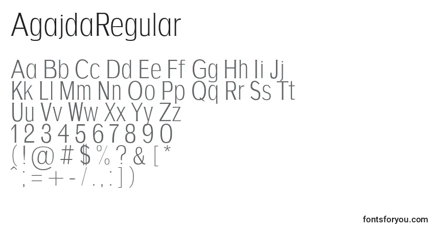 Шрифт AgajdaRegular – алфавит, цифры, специальные символы