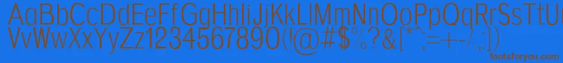 フォントAgajdaRegular – 茶色の文字が青い背景にあります。