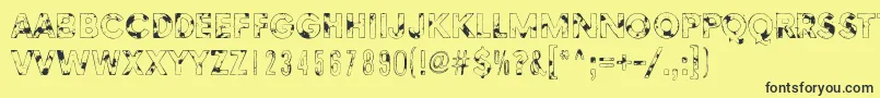 MethodsOfEscape-fontti – mustat fontit keltaisella taustalla
