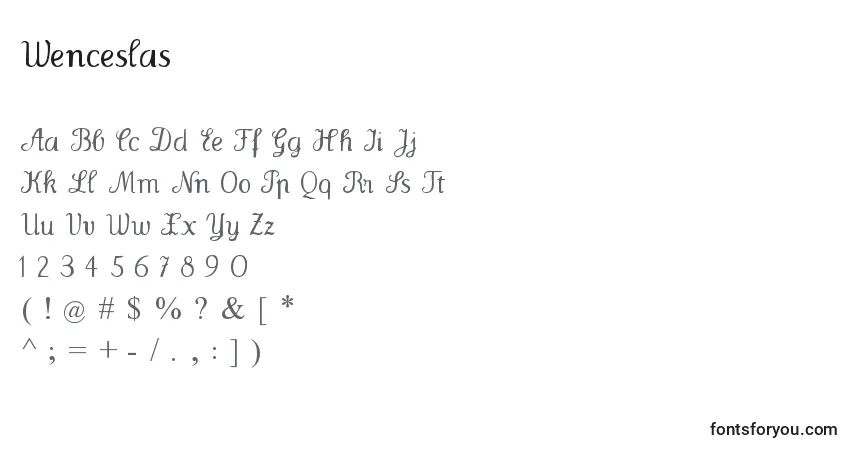A fonte Wenceslas – alfabeto, números, caracteres especiais