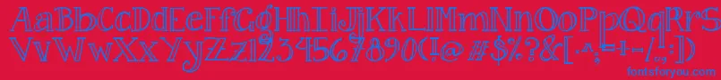 フォントJandacurlygirlserif – 赤い背景に青い文字
