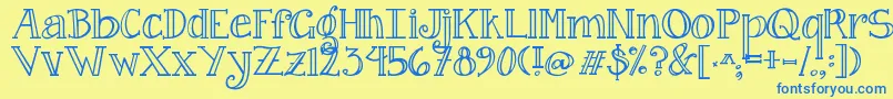 Jandacurlygirlserif Font – Blue Fonts on Yellow Background
