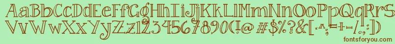 Fonte Jandacurlygirlserif – fontes marrons em um fundo verde