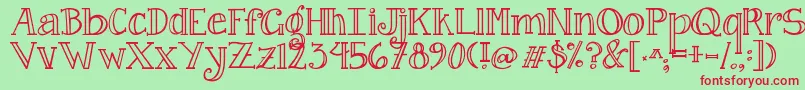 Jandacurlygirlserif Font – Red Fonts on Green Background