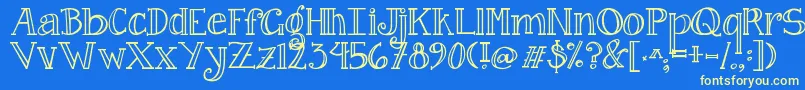 Fonte Jandacurlygirlserif – fontes amarelas em um fundo azul