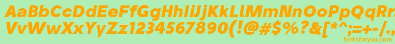 フォントStiluBoldoblique – オレンジの文字が緑の背景にあります。