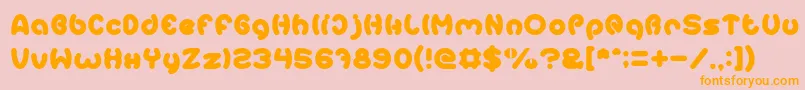 フォントEarthHeart – オレンジの文字がピンクの背景にあります。