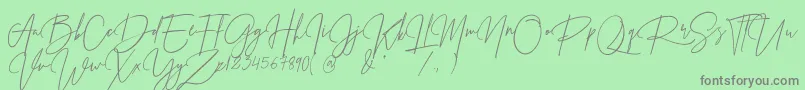 PrestigeSignatureScriptDemo Font – Gray Fonts on Green Background