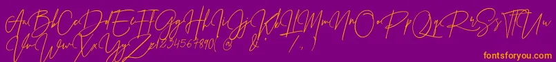 fuente PrestigeSignatureScriptDemo – Fuentes Naranjas Sobre Fondo Morado