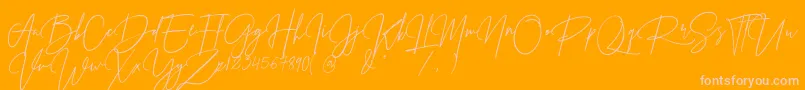 Шрифт PrestigeSignatureScriptDemo – розовые шрифты на оранжевом фоне