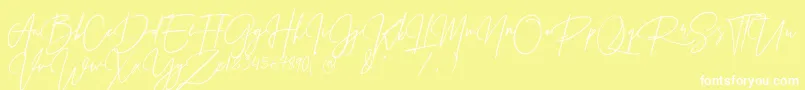 PrestigeSignatureScriptDemo Font – White Fonts on Yellow Background