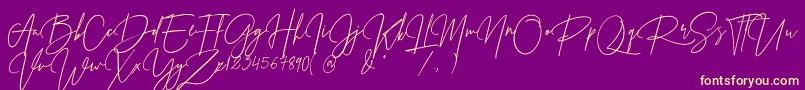 PrestigeSignatureScriptDemo Font – Yellow Fonts on Purple Background