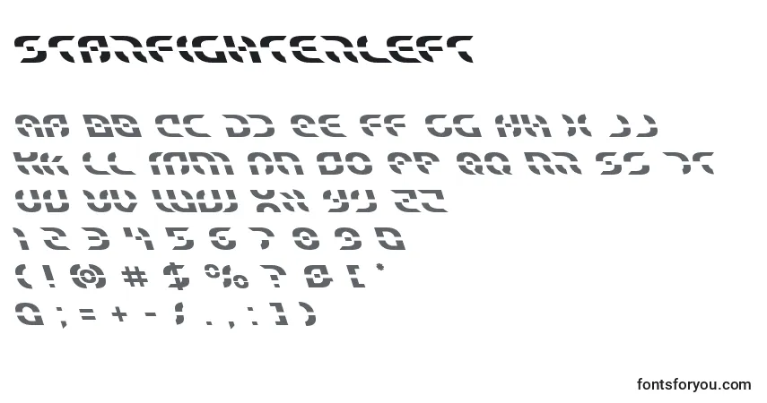 Schriftart Starfighterleft – Alphabet, Zahlen, spezielle Symbole