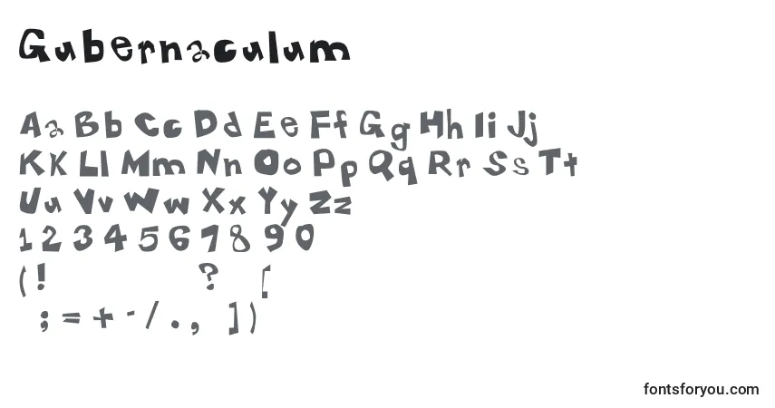 A fonte Gubernaculum – alfabeto, números, caracteres especiais