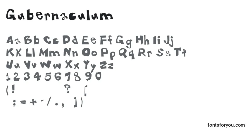 Schriftart Gubernaculum – Alphabet, Zahlen, spezielle Symbole