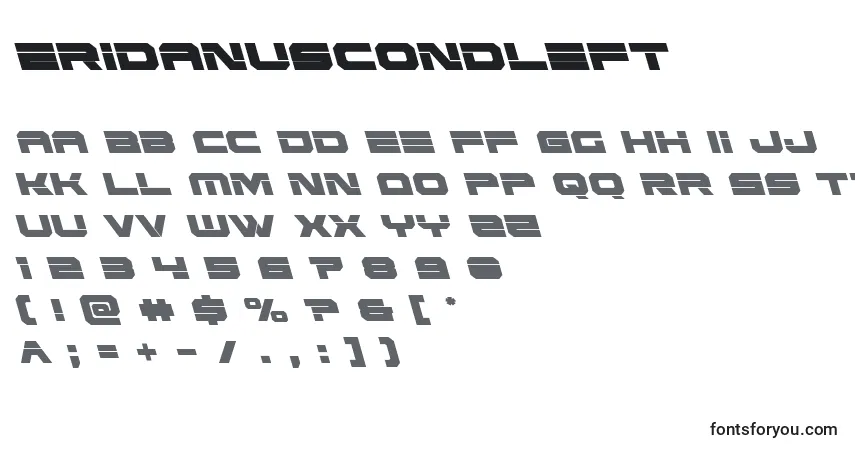 A fonte Eridanuscondleft – alfabeto, números, caracteres especiais
