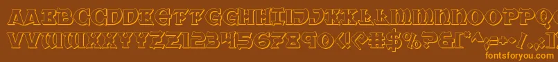 Warpriest3D Font – Orange Fonts on Brown Background