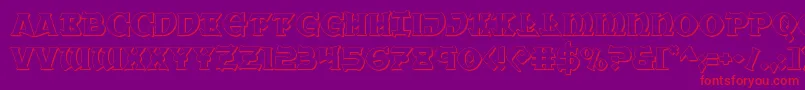 Warpriest3D-Schriftart – Rote Schriften auf violettem Hintergrund