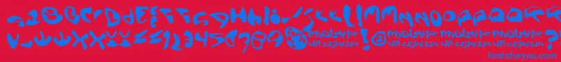 Fonte Ectoblst – fontes azuis em um fundo vermelho