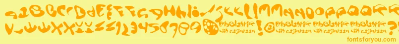 Ectoblst-Schriftart – Orangefarbene Schriften auf gelbem Hintergrund