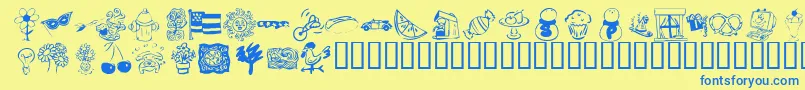 Шрифт KrKatlingsThree – синие шрифты на жёлтом фоне