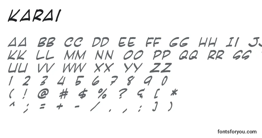 Karai-fontti – aakkoset, numerot, erikoismerkit