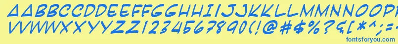 Karai-Schriftart – Blaue Schriften auf gelbem Hintergrund