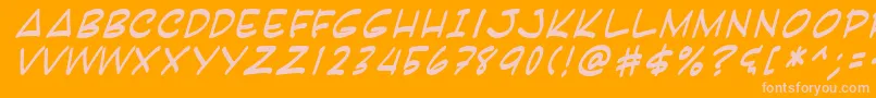 Karai-Schriftart – Rosa Schriften auf orangefarbenem Hintergrund