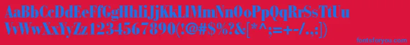BodoniRecutBlackcondensedSsiNormal Font – Blue Fonts on Red Background