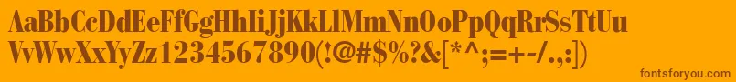 Weitere Informationen zur BodoniRecutBlackcondensedSsiNormal-Schriftart BodoniRecutBlackcondensedSsiNormal-Schriftart – Braune Schriften auf orangefarbenem Hintergrund