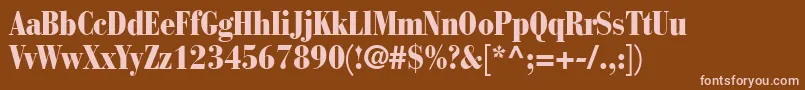 BodoniRecutBlackcondensedSsiNormal Font – Pink Fonts on Brown Background