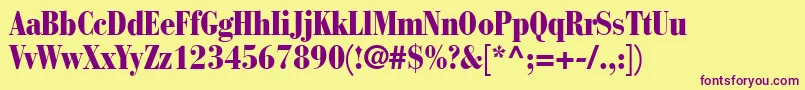 BodoniRecutBlackcondensedSsiNormal Font – Purple Fonts on Yellow Background