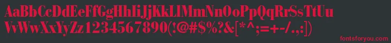BodoniRecutBlackcondensedSsiNormal Font – Red Fonts on Black Background