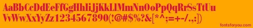 BodoniRecutBlackcondensedSsiNormal-Schriftart – Rote Schriften auf orangefarbenem Hintergrund