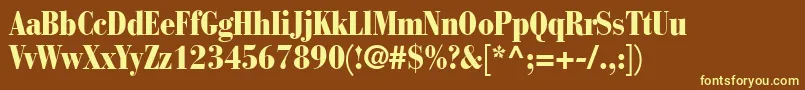 BodoniRecutBlackcondensedSsiNormal Font – Yellow Fonts on Brown Background