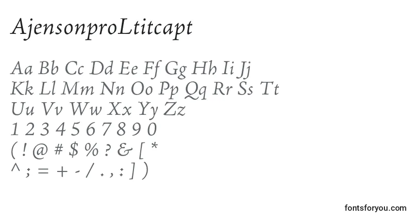 A fonte AjensonproLtitcapt – alfabeto, números, caracteres especiais